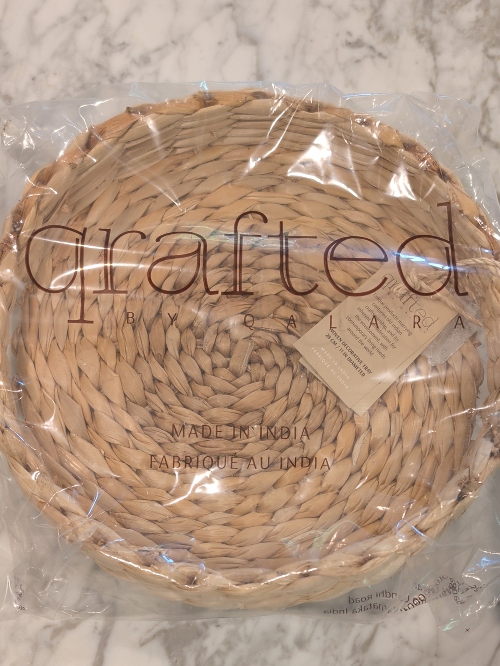 New! Qrafted By Qalara Woven Tray With Handles